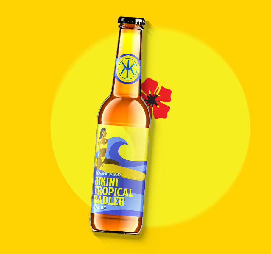 Bottle of bikini tropical radler from ikkona craft brewery
